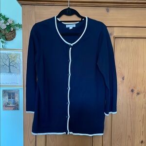 Kim Rogers Navy and White Cardigan Sweater
